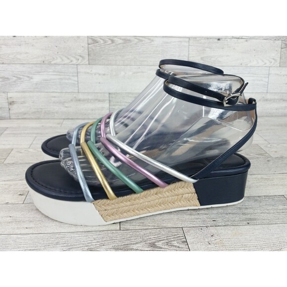 Louise Et Cie BIMO Platform Sandals Y2K Asymmetrical Straps Ankle Wrap Size 8M - Picture 4 of 14